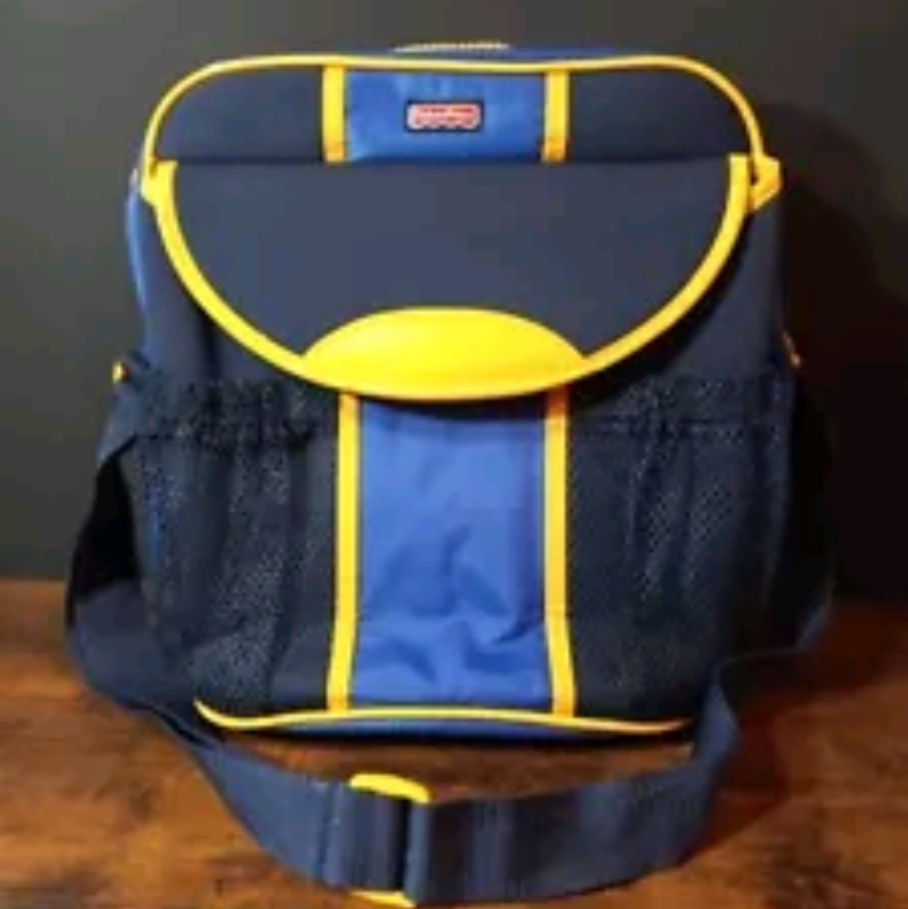 FISHER PRICE Diaper Bag/ Tote/Cooler Bag Blue/Yellow Vintage Large 80s 90s